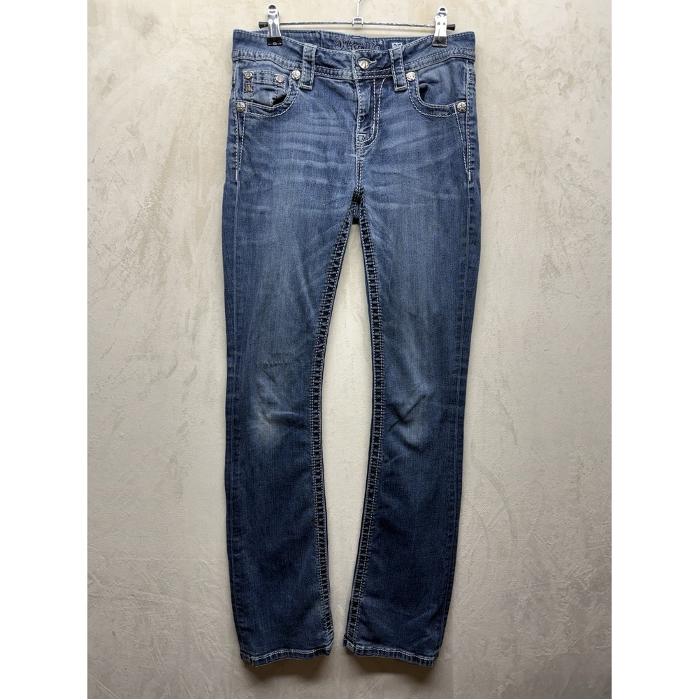 Miss Me Chloe Bootcut Jeans Womens 27x34 Dark Wash Stretch Embellished M3274B